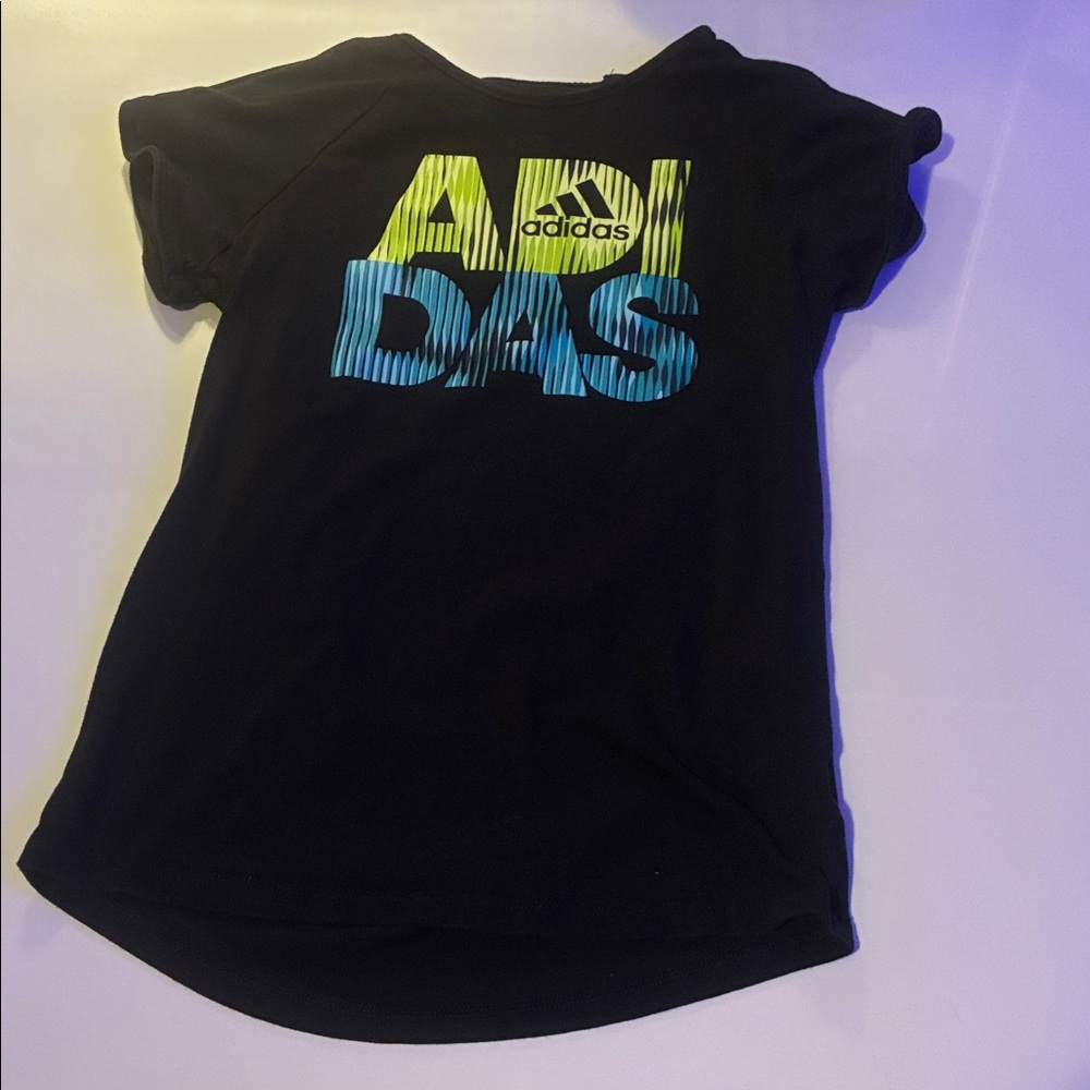 Adidas Kids Tee with Blue and Yellow Highlights